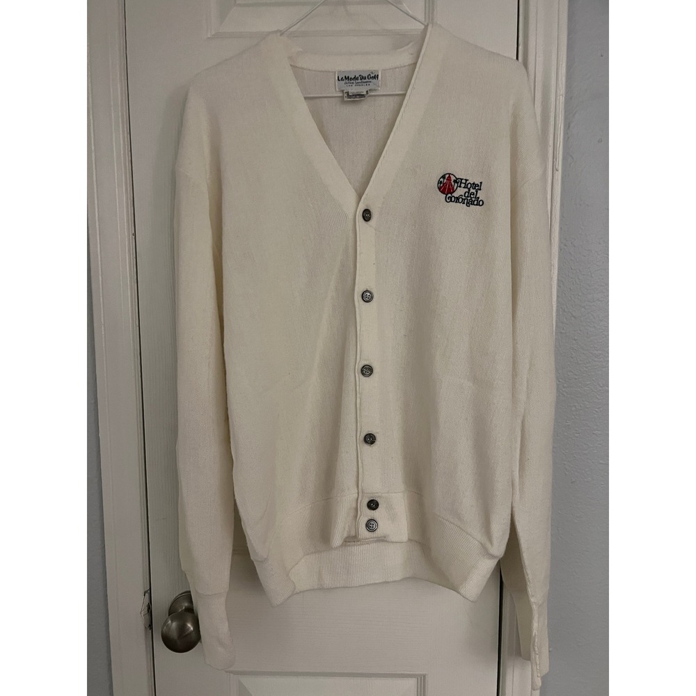 La Mode Du Golf Sweater Womens L 100% Orlon Acrylic‎ Active Sportswear White